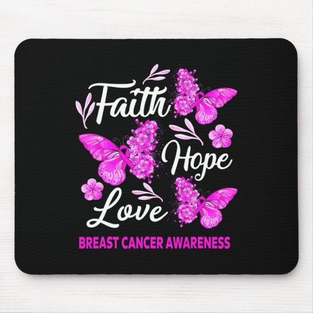 Mousepad Cancer de mama sensibilização Fé Esperança  Bumbum (Frente)