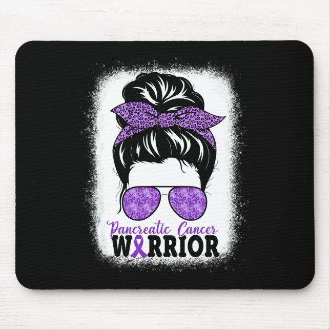 Mousepad Câncer de pâncreas Warrior Messy Bun Hair Leopardo (Frente)