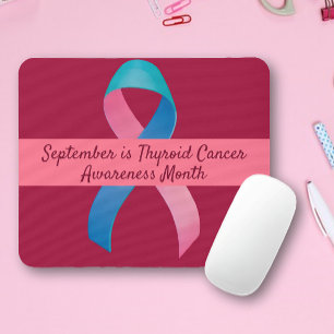 Mousepad Câncer de tiróide Azul, Rosa, Teal