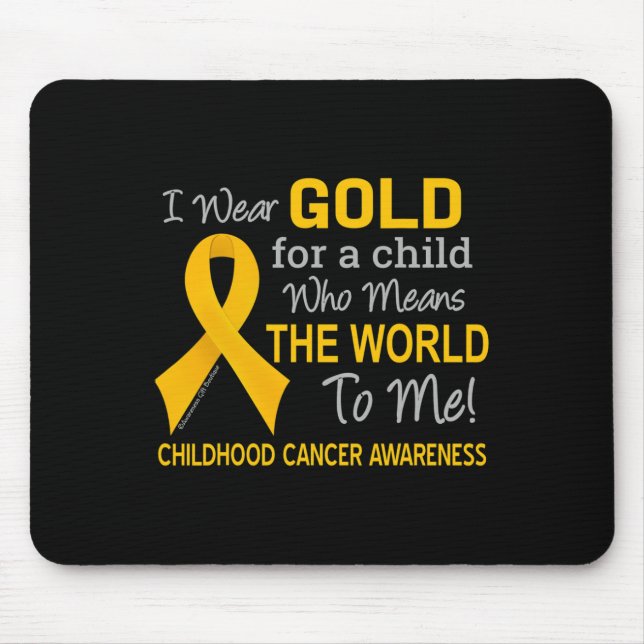 Mousepad Cancer infantil com fita Dourada significa mundo p (Frente)