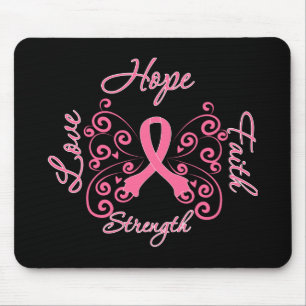 Mousepad Cancro da mama da força do amor da fé da esperan