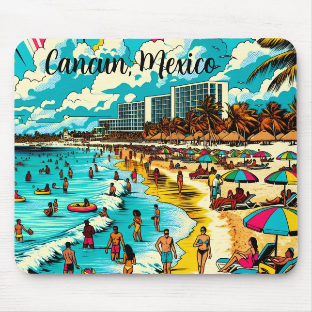 Mousepad Cancún, México com uma Pop Art Vibe (Frente)