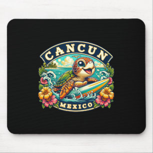 Mousepad Cancun México Tartaruga Marinha Fofo Surfando 