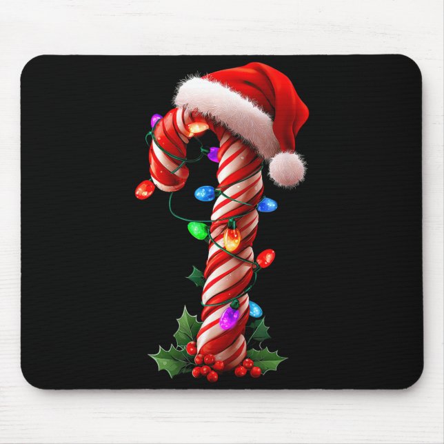 Mousepad Candy Cane Christmas Design Boys Girls Kids Adults (Frente)