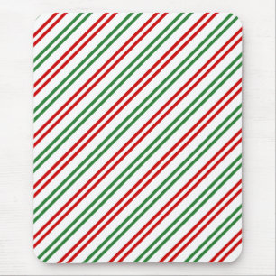 Mousepad Candy Cane Christmas Strips Red Green