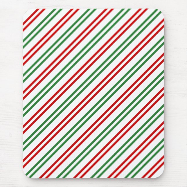 Mousepad Candy Cane Christmas Strips Red Green (Frente)