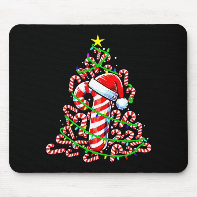 Mousepad Candy Cane Christmas Tree Lights Santa  (Frente)