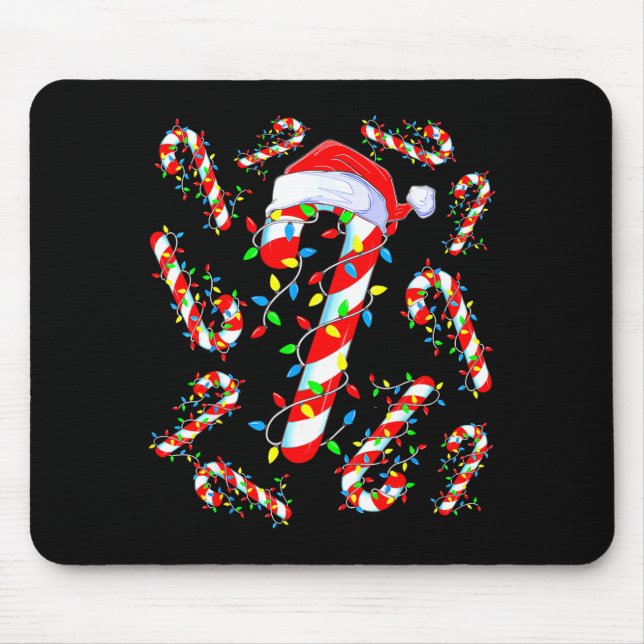 Mousepad Candy Cane Crew Red And White Santa Funny Christma (Frente)