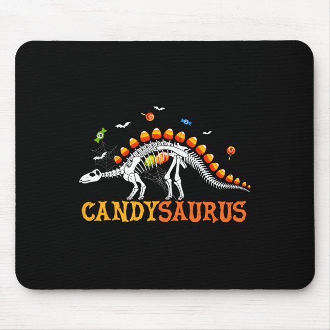 Mousepad Candysaurus Candy Corn Dinossauro Esqueleto Feliz  (Frente)