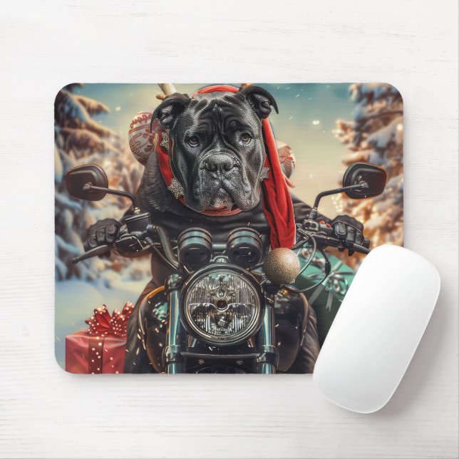 Mousepad Cane Corso Cão Andando na Moto Natal (Com mouse)