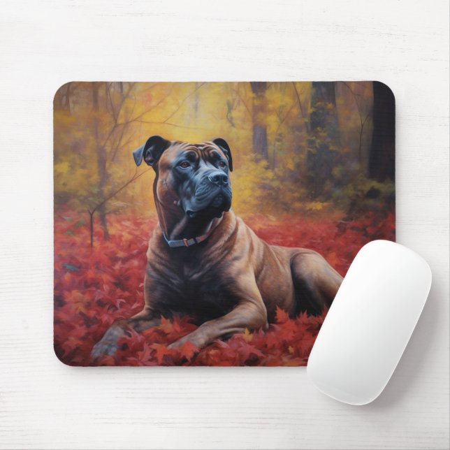 Mousepad Cane Corso no outono Folhas Cair Inspire (Com mouse)