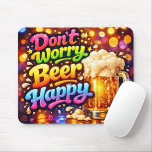 Mousepad Caneca de Cerveja com Citação Neon Divertida