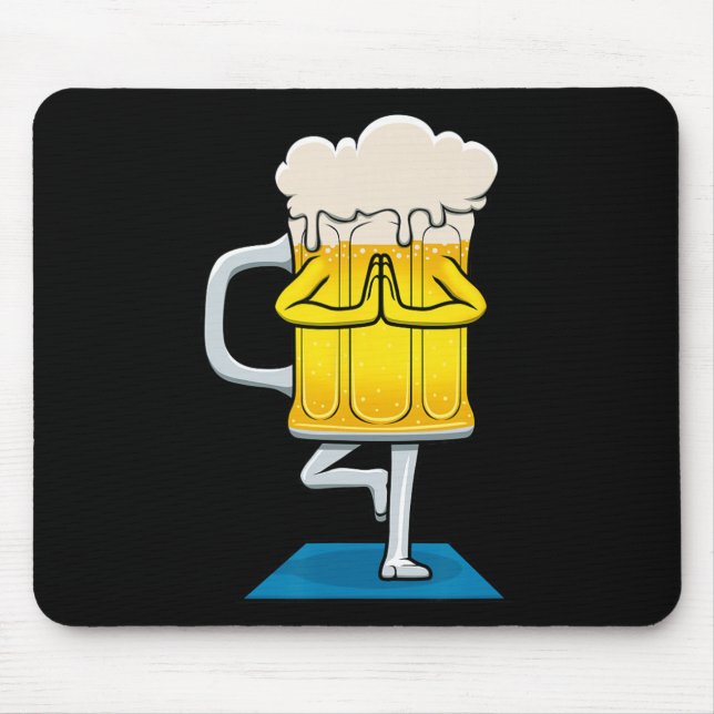 Mousepad Caneca de Cerveja Fazendo Yoga  (Frente)