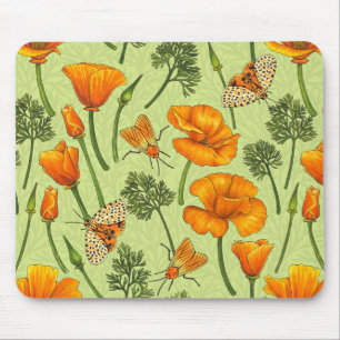 Mousepad Canecas da Califórnia e mariposas no orvalho