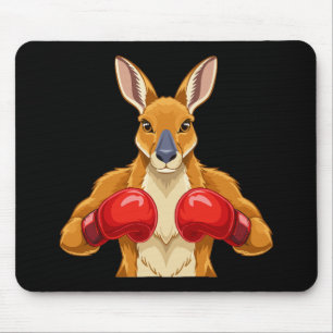 Mousepad Canguru animado com luvas de boxe vermelhas 