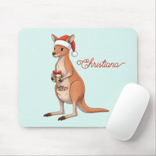 Mousepad Canguru Personalizado Com Chapéu de Papai Noel Nat