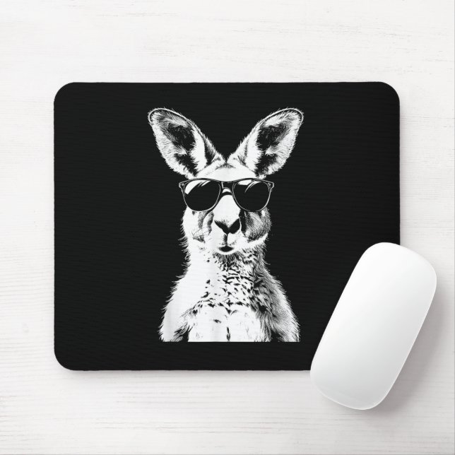 Mousepad Canguru Usando Óculos de Sol Animal Divertido Aust (Com mouse)