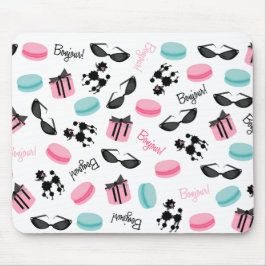 Mousepad Caniches de Macarons do francês & óculos de sol