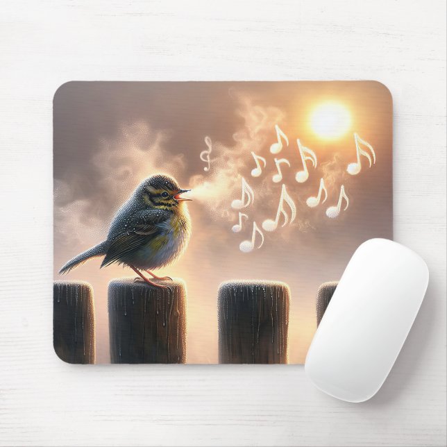 Mousepad Cantando De Pássaro À Luz Do Sol Da Manhã (Com mouse)