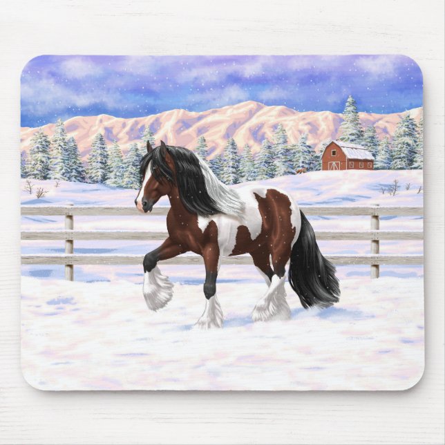 Mousepad Canteiro De Brown Bay Pinto Gypsy Vanner Draft Hor (Frente)