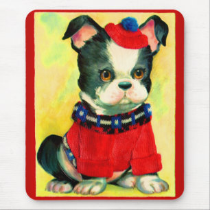 Mousepad cão adorável com chapéu e suéter
