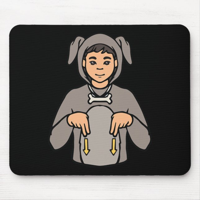 Mousepad Cão Animal ASL Gesto de Mão Surda Perda Auditiva S (Frente)