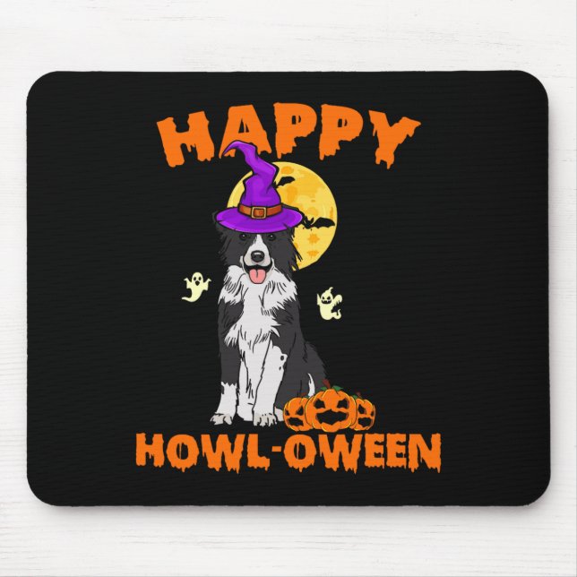 Mousepad Cão Border Collie Preto E Branco Bruxa Feliz (Frente)