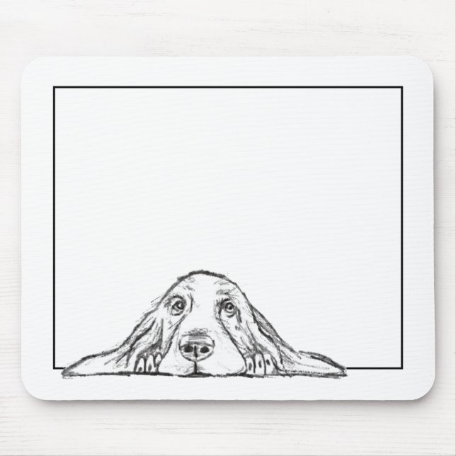 Mousepad cão-caçador preto branco-cachorrinho (Frente)