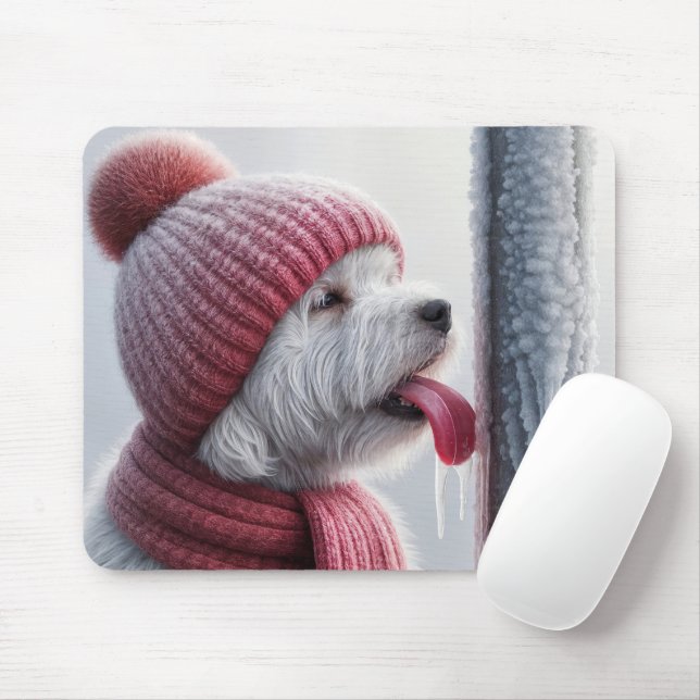 Mousepad Cão Com Tongue Em Polo Congelado (Com mouse)