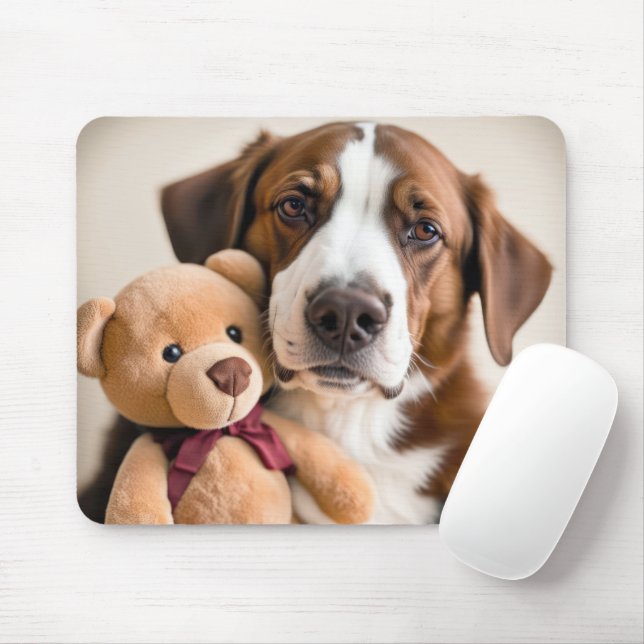 Mousepad Cão Com Urso De Teddy (Com mouse)
