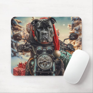 Mousepad Cão Corso Andando de Motocicleta Natal 