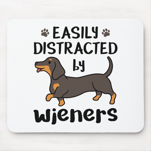 Mousepad Cão Dachshund facilmente distraído por saltadores (Frente)