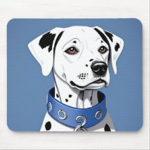 Cão Dalmata Usando uma Coleira Azul