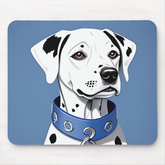 Mousepad Cão Dalmata Usando uma Coleira Azul (Frente)
