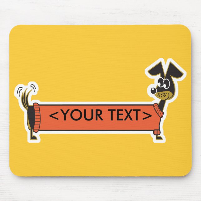 Mousepad Cão Daschund Personalizável,<YOUR TEXT> (Frente)