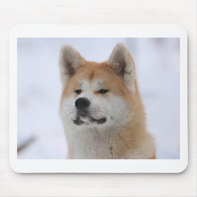 Mousepad Cão de Akita Inu que olha sério (Frente)