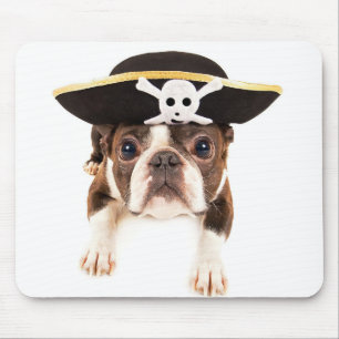Mousepad Cão de Boston Terrier vestido como um pirata