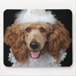 Mousepad Cão de caniche dourado que veste um traje branco