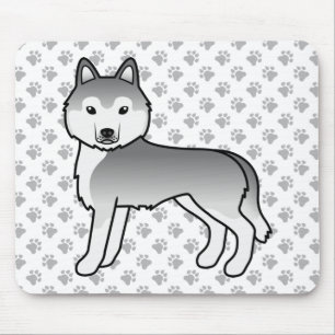 Mousepad Cão-de-Cartoon Cónico Silver Siberian Husky