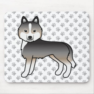Mousepad Cão de Cartoon de Cinza de Lobo-Luz Siberiano Hus