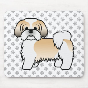 Mousepad Cão de Cartoon Dourado e branco Shih Tzu