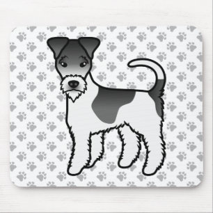 Mousepad Cão-De-Cartucho De Coroa Preta E Branca, Com Fio,