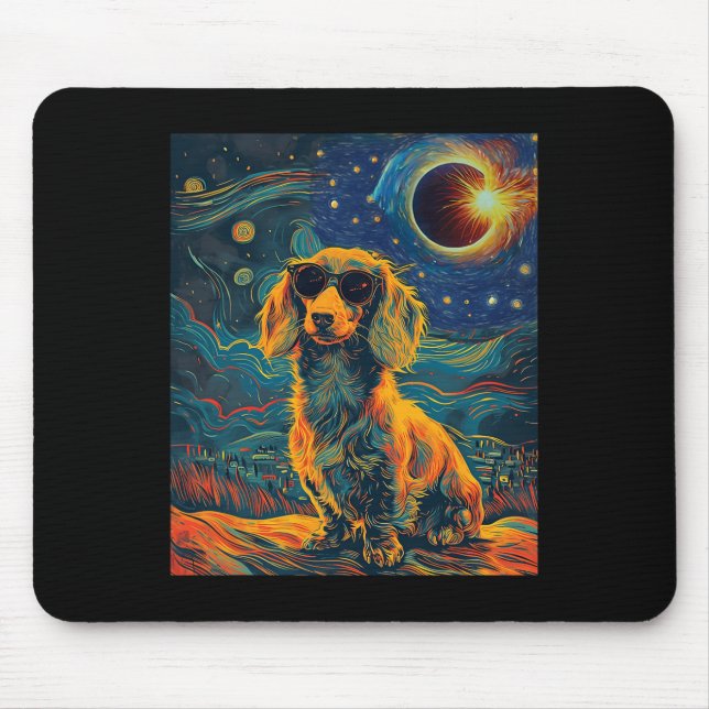 Mousepad Cão de Dachshund do Eclipse Solar Total (Frente)