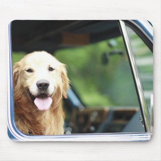 Mousepad Cão de estimação sentado em um carro (Frente)