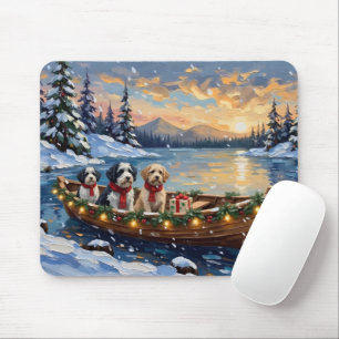 Mousepad Cão de Pastoreio Inglês Antigo Natal Barco Férias