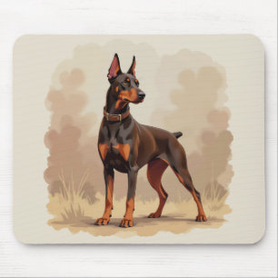 Mousepad Cão Doberman Pinscher Marrom Ferrugem Vermelho