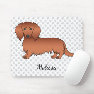 Mousepad Cão e nome do desenho animado de cabelo longo ver
