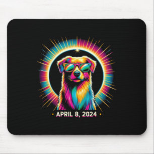 Mousepad Cão Eclipse Solar 2024 Vestindo Vidro Eclipse Sola