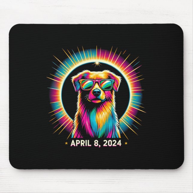 Mousepad Cão Eclipse Solar 2024 Vestindo Vidro Eclipse Sola (Frente)