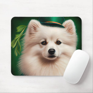 Mousepad Cão Esquimó Americano vestido para o Dia de São Pa